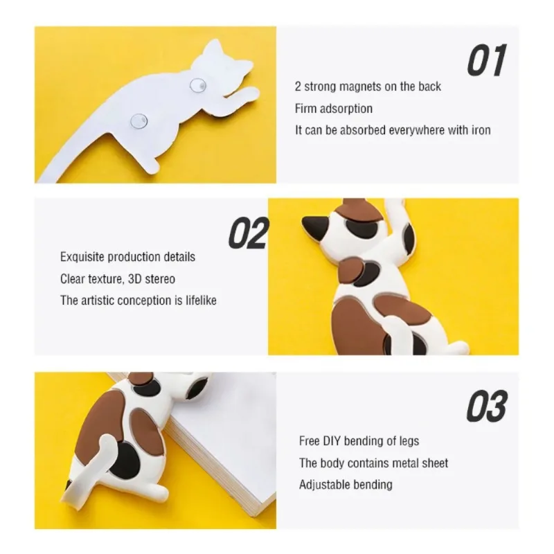 Gancho magnético fuerte para nevera, adhesivo extraíble, creativo, japonés, dibujos animados, cola de gato - imagen 4