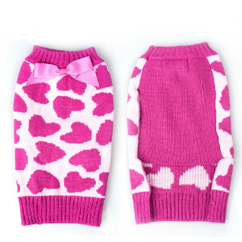 Suéter de amor para perros, Otoño Invierno, suéter navideño para mascotas, rosa, lazo de amor rojo, ropa para gatos y perros, camisa de fondo cálida para mascotas, suministros para mascotas - imagen 4