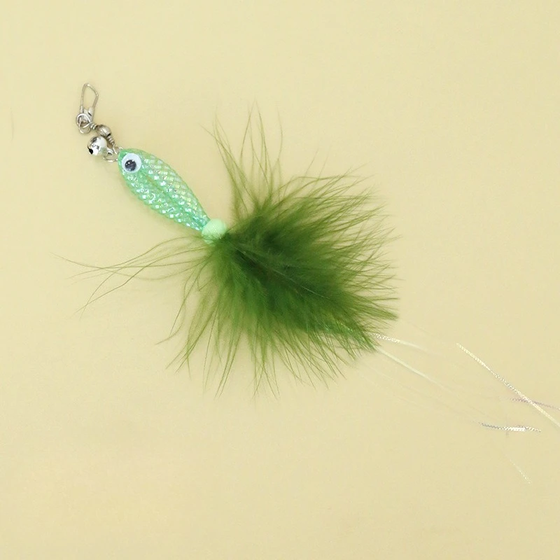 ไม้ล่อแมวสีสุ่ม 3 ชิ้นพร้อมหัวเปลี่ยนปลาเงา, กระดิ่งขนนกของเล่นแมวอุปกรณ์สัตว์เลี้ยง - imagen 5