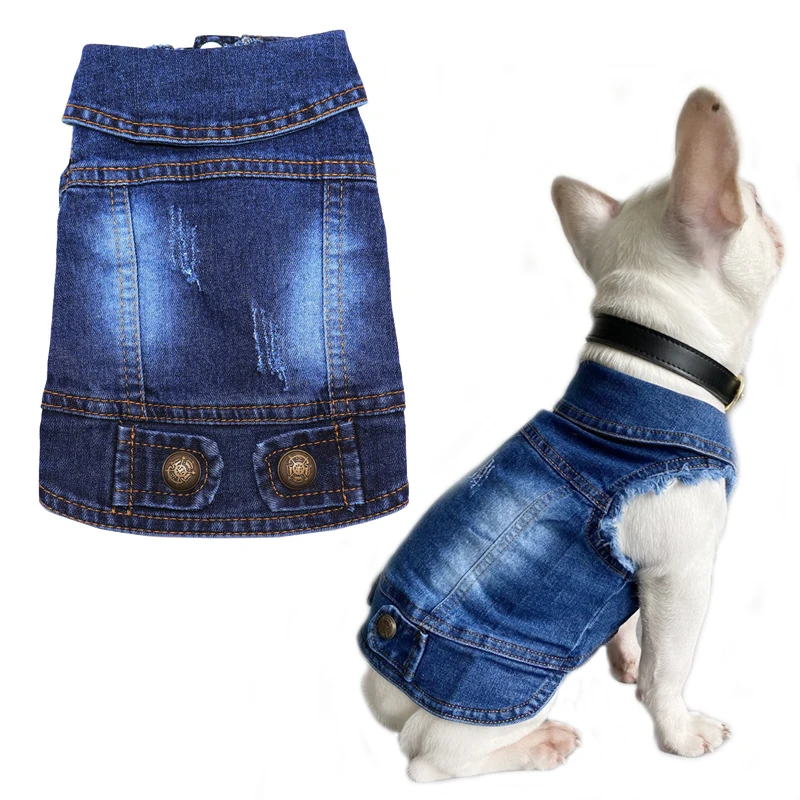 Ropa para perros y gatos, chaqueta vaquera para perros pequeños y medianos, Beagle Yorkie Chihuahua, abrigo vaquero lavado oscuro, ropa para mascotas para primavera y otoño