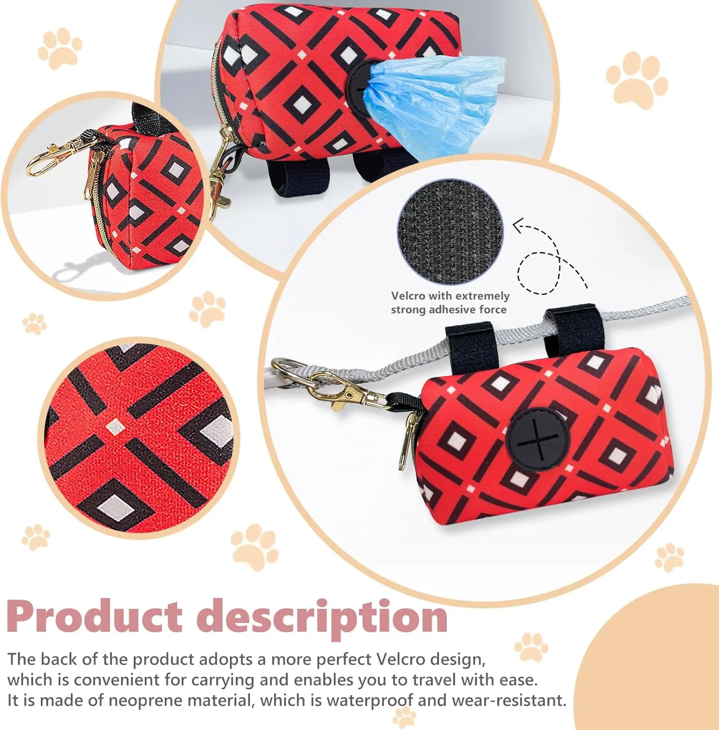 Portabolsas para perro de lona con dispensador integrado de bolsas - imagen 5