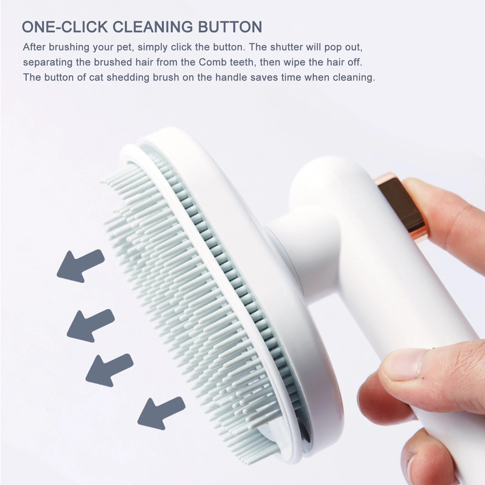 Cepillo de aseo para gatos y perros, peine de masaje con un clic, elimina el vello flotante, suministros de belleza giratorios - imagen 2
