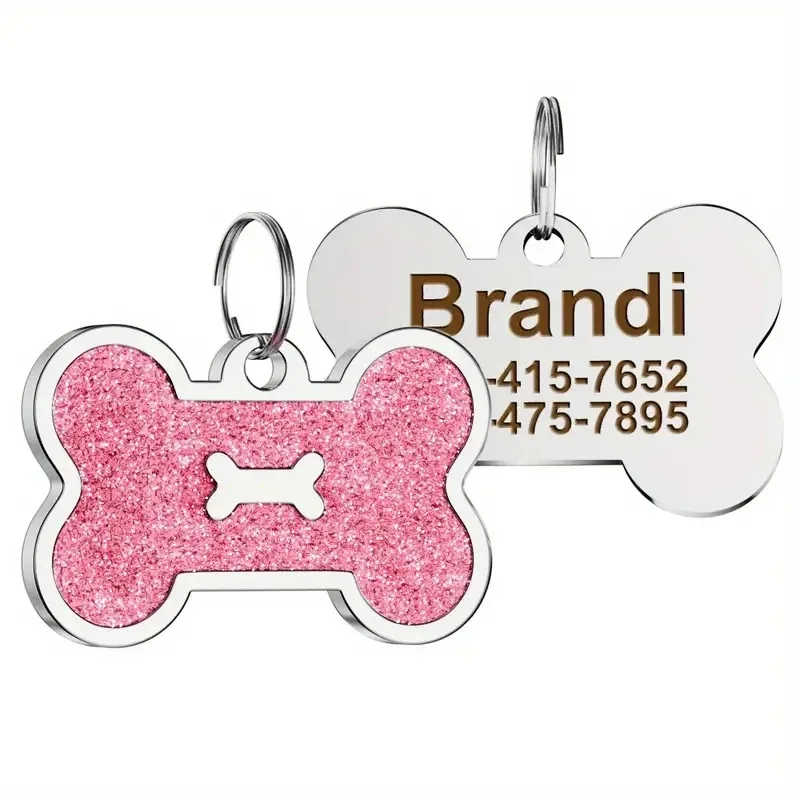 Etiqueta de Metal personalizada con grabado de mascota, nombre de identificación, perro, antipérdida, accesorios personalizados con forma de hueso de mascota, colgante de etiqueta de teléfono, decoraciones para cachorros