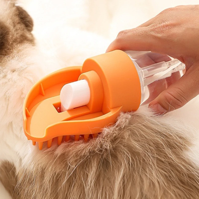 Cepillo de baño para mascotas con dispensador de jabón: herramienta de masaje y limpieza 2 en 1 para perros y gatos: exfoliante y espuma suaves - imagen 4