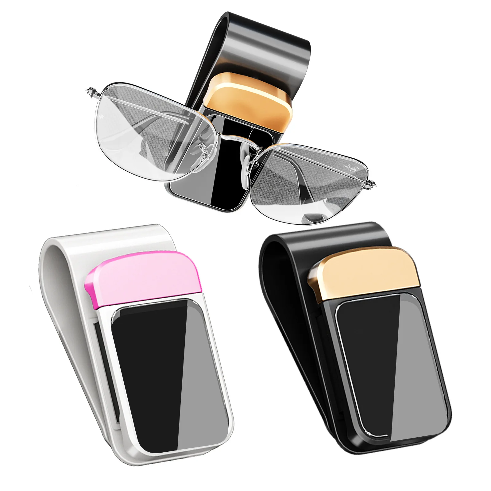 Clip magnético de gafas de sol de acero inoxidable para parasoles de coche, soporte para billetes, accesorios universales para Interior de vehículo ﻿
