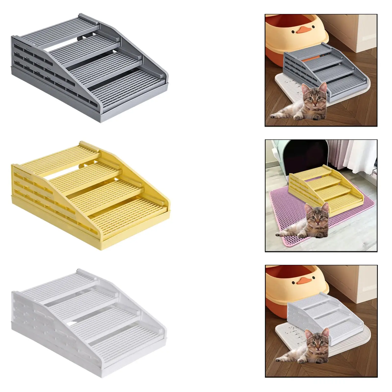 Rampa 4 pasos desmontable cómoda ajustable caja de arena gato práctica - imagen 3
