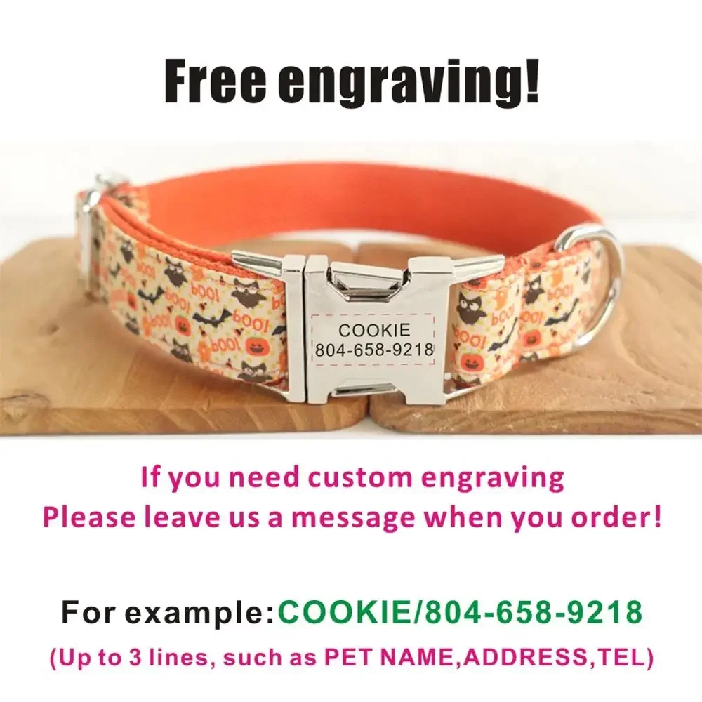 Collar de mascota personalizado con grabado gratis, placa de identificación de cachorro, hebilla ajustable, correa de ahuecado de murciélago - imagen 4