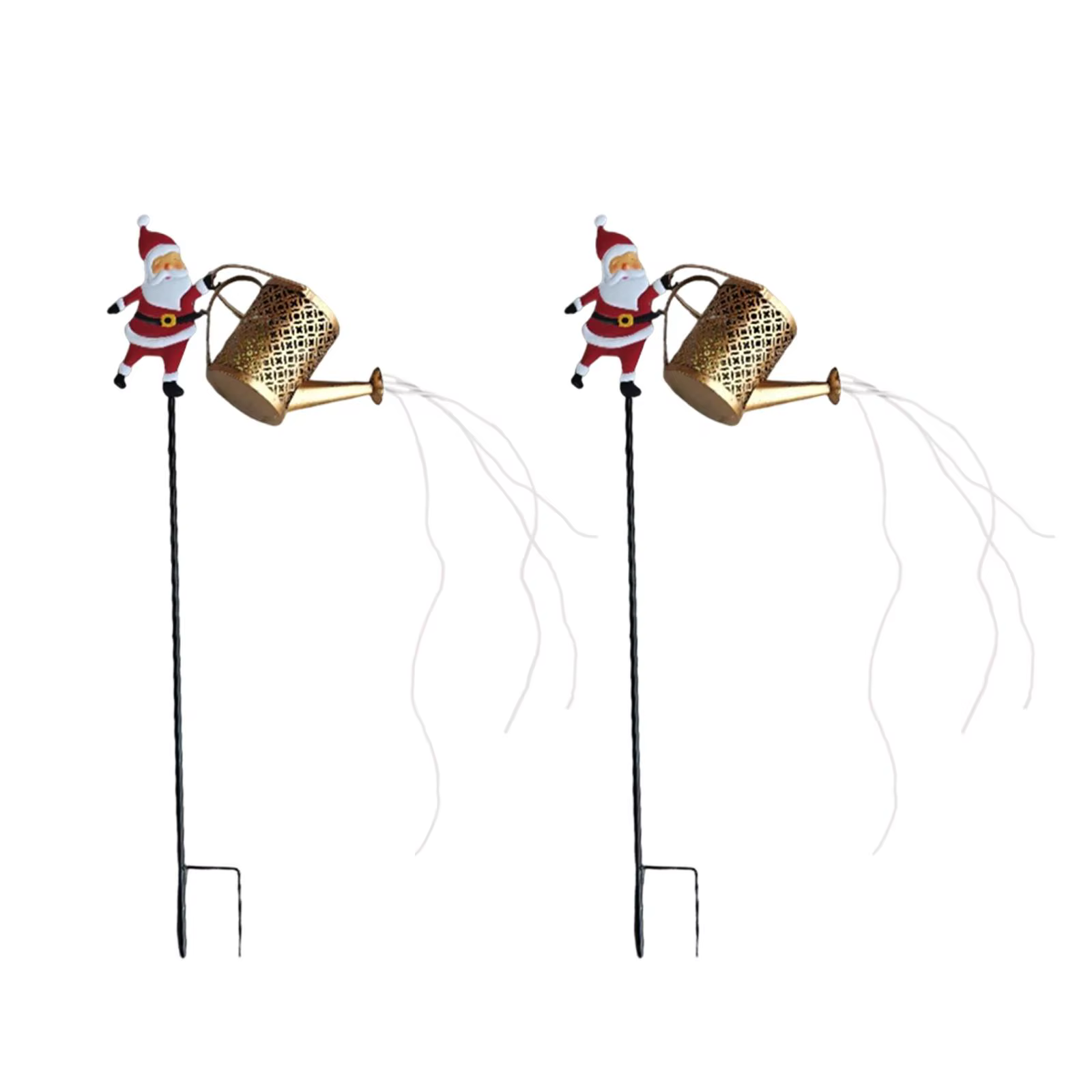 Regadera solar Papá Noel con luces – jardín para gato y perro - imagen 4