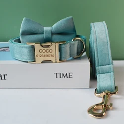 Collar de terciopelo verde personalizado para perros grandes