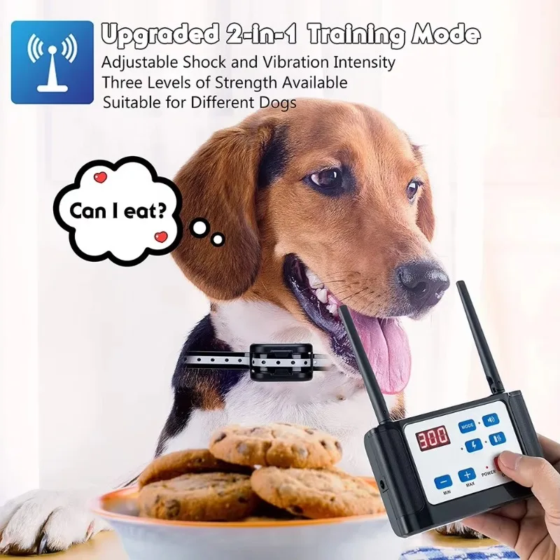 Valla para perros inalámbrica mejorada, Collar de entrenamiento eléctrico 2 en 1, Control de rango ajustable Dual, 100-990 pies, recargable para suministro de perros