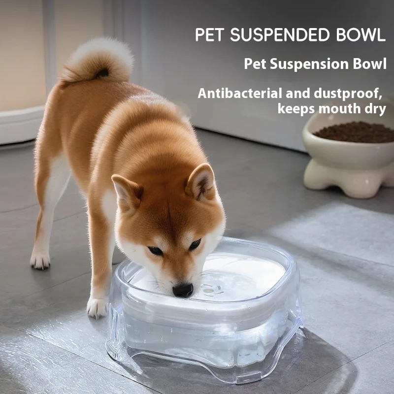Cuenco de agua flotante para mascotas de 2000 ml: filtro sin salpicaduras y a prueba de polvo, diseño transparente para agua limpia y barbilla seca, gatos y perros - imagen 3