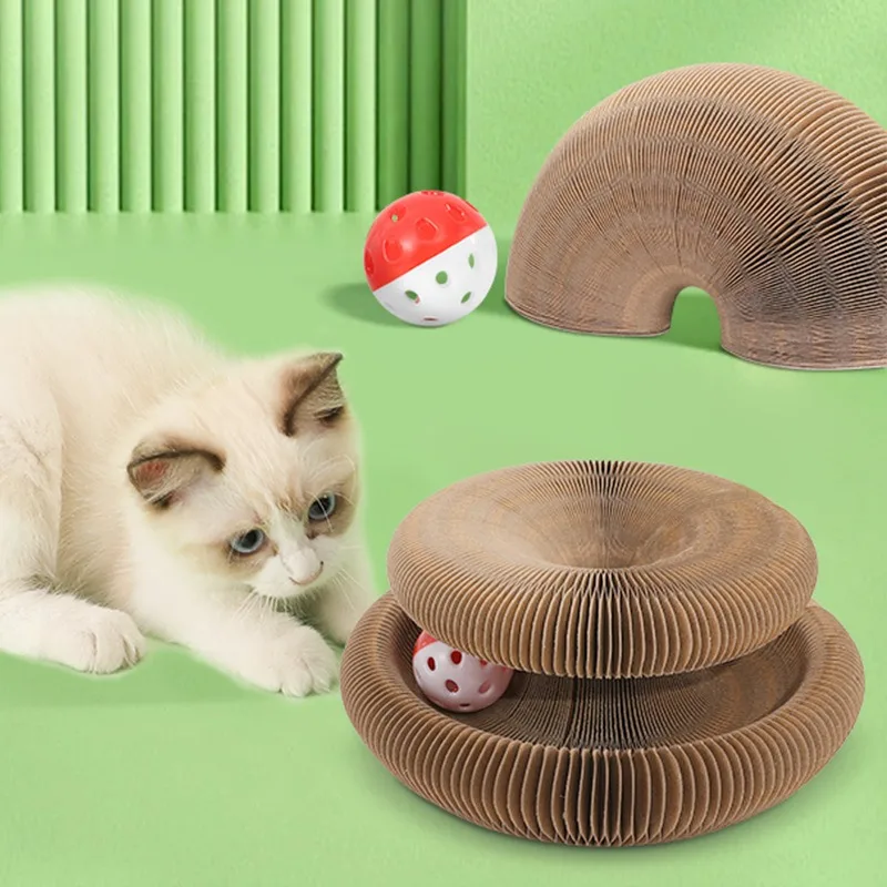 Rascador plegable para gatos con campana, afilar garras y escalada - imagen 4