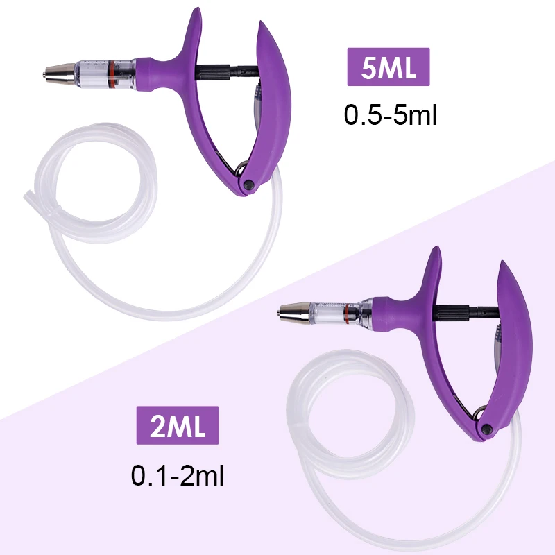 Jeringa continua veterinaria de animales de 2ml/5ml, inyección ajustable, dispositivo de vacuna para alimentación de pollo, aguja gratis, granja también - imagen 3