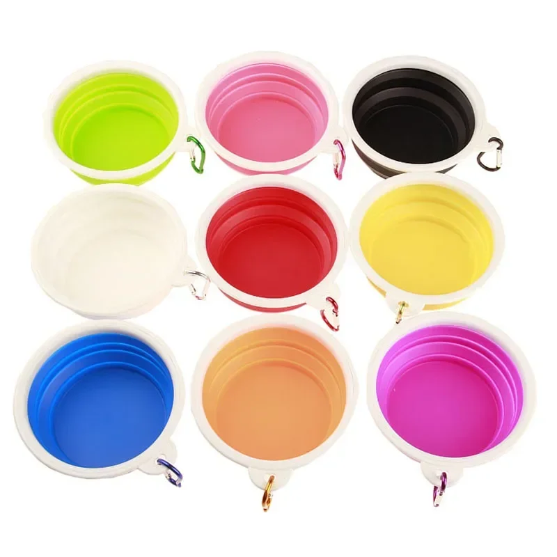 El cuenco plegable de marco blanco para mascotas tiene una hebilla para caminar perros y Picnics con materiales de silicona para mascotas para beber y alimentar - imagen 3