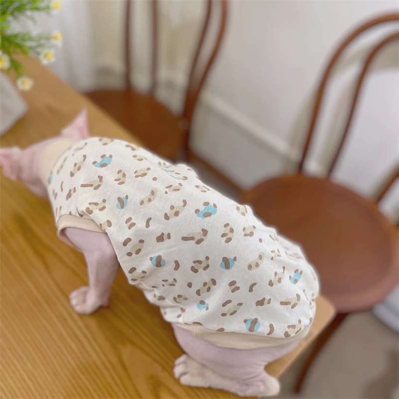 Sphynx-ropa para gatos, camiseta de algodón agradable para la piel, vestido, chaleco de verano para gatitos, perros, Devon Rex, ropa de descanso suave, suministros para gatos - imagen 2