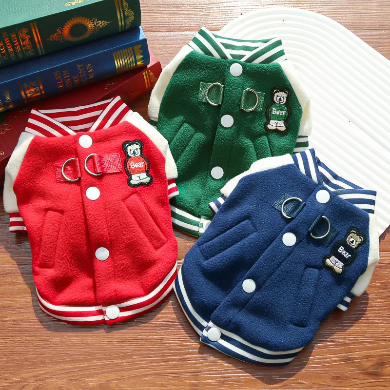 Chaqueta de béisbol para perros, abrigo de invierno de lana, ropa cálida para cachorros, para perros pequeños y medianos como peluche, Schnauzer, Bulldog Francés, Pug - imagen 5