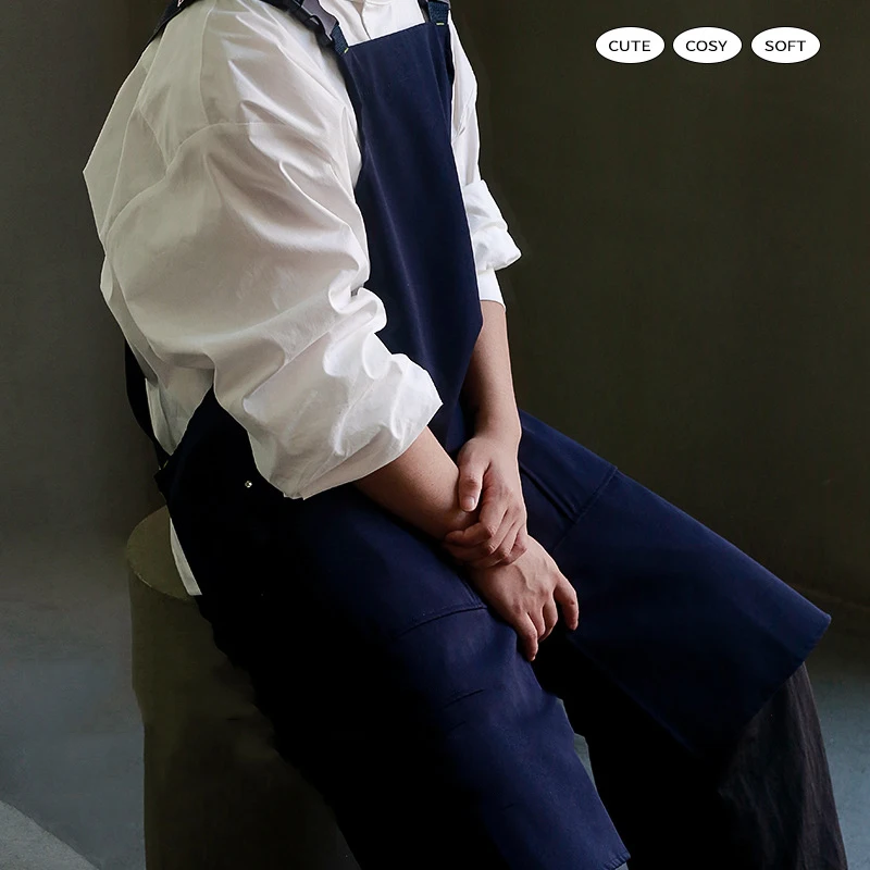 Delantal de camarero impermeable con bolsillos para cocina, Catering, cafetería, ropa de trabajo antisuciedad con abertura frontal para hombres y mujeres para salón - imagen 3