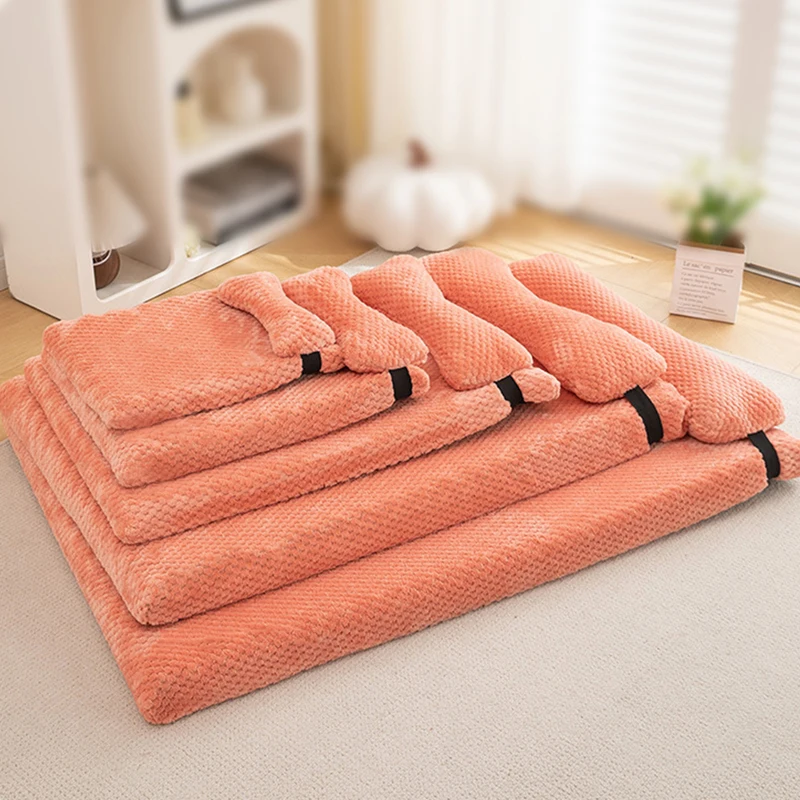 Alfombra mediana de felpa esponjosa para gatos, cojín para perros grandes, funda lavable, extraíble, calmante, cálida cama para gatos pequeños de invierno con almohada - imagen 4