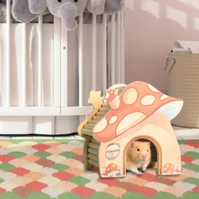 Escondite de conejillo de indias, jaula de laberinto de hámster, juguete de Animal con mano de obra fina y efecto decorativo, mantiene a las mascotas activas en seta Hou - imagen 2