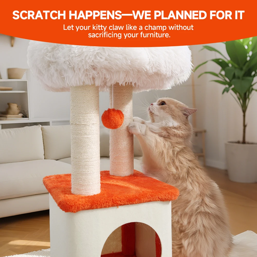 Árbol para gatos multinivel con poste rascador y percha acogedora - imagen 4