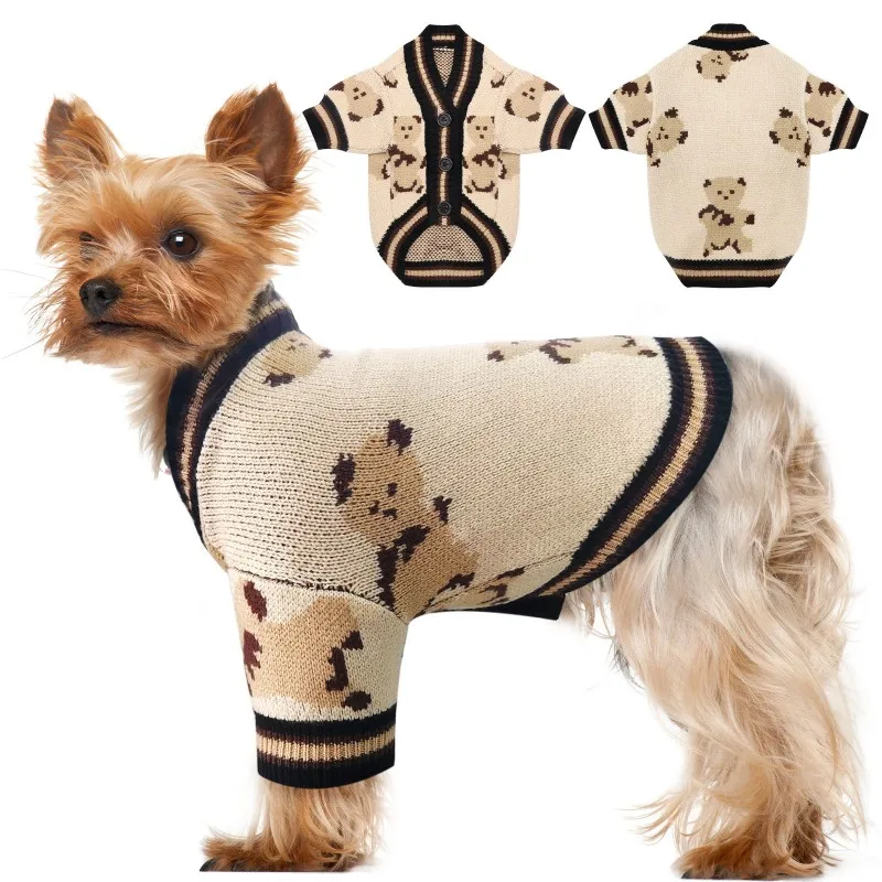 Cárdigan para mascotas, suéter para perros, abrigo de lujo para perros, ropa cálida para Chihuahua, chaquetas de invierno para perros Bichon, accesorios para perros, suéter de punto