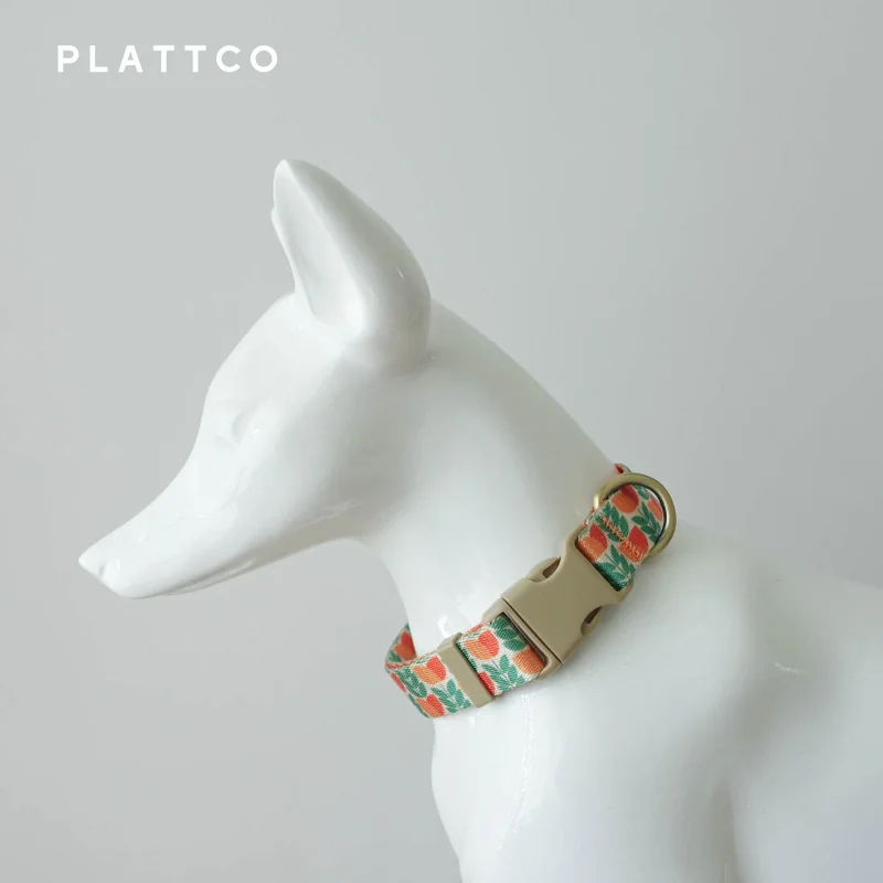 PLATTCO-Collar de poliéster para mascotas, Correa con grabado láser, tulipán naranja, 5 tamaños, suministros para perros, PDC348 - imagen 3