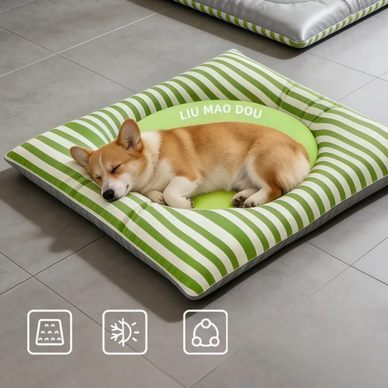 Colchoneta reversible a rayas para perros y gatos – Suave y lavable