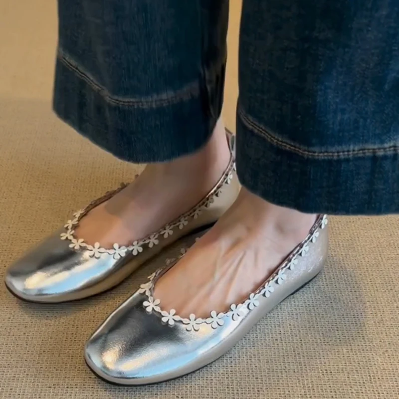 Primavera otoño flor mujer Slip On zapatos planos señoras Casual Slip On suela suave vestido mocasines zapatos - imagen 4