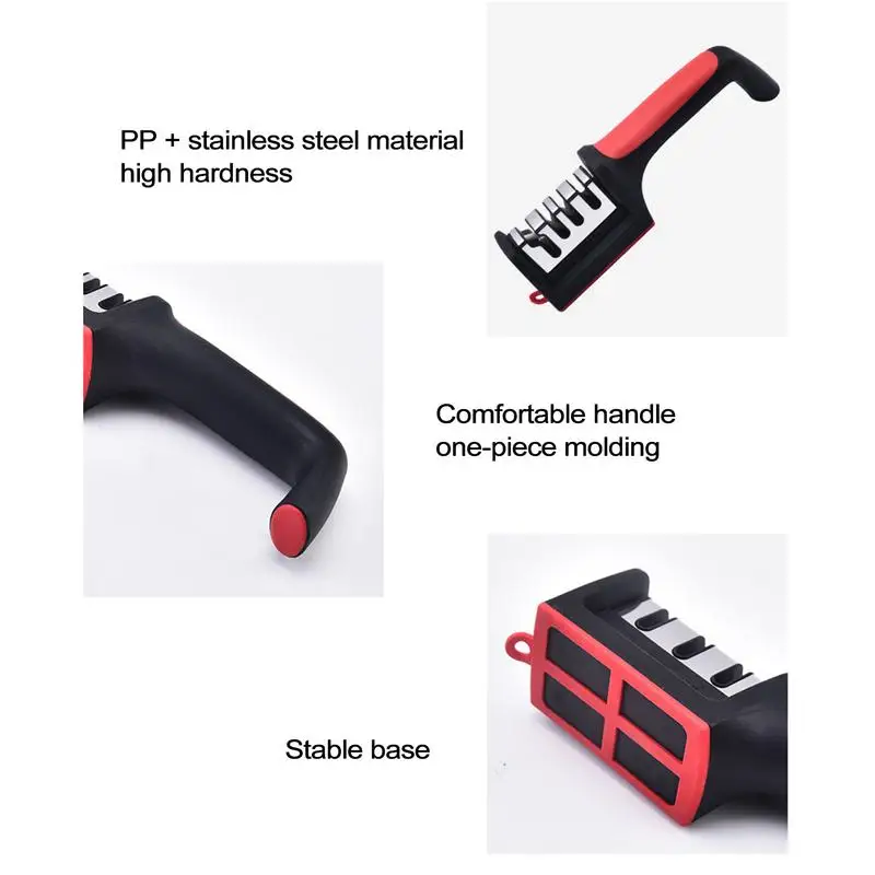 Afilador de cuchillos multifuncional para el hogar, piedra de afilar negra de 4 segmentos para Cocina - imagen 2