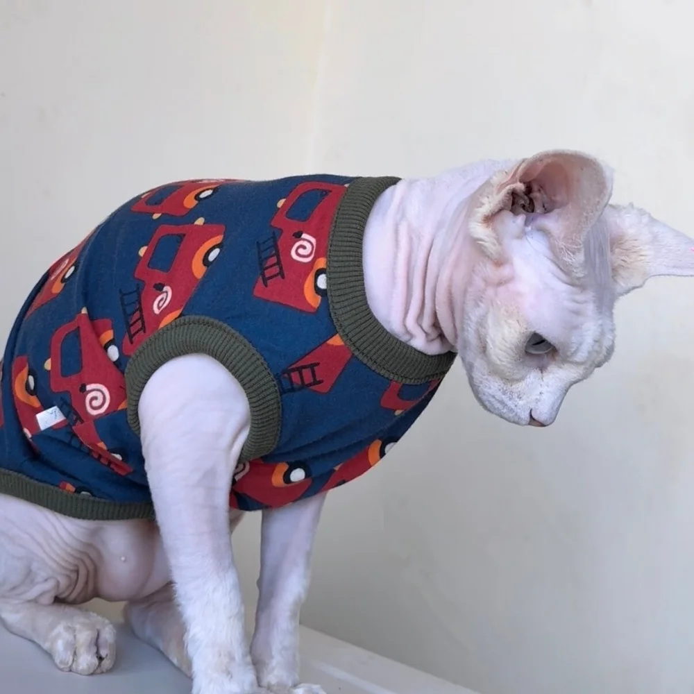 Camiseta estampada de coche para gatos Sphynx Devon Rex sin pelo - imagen 4