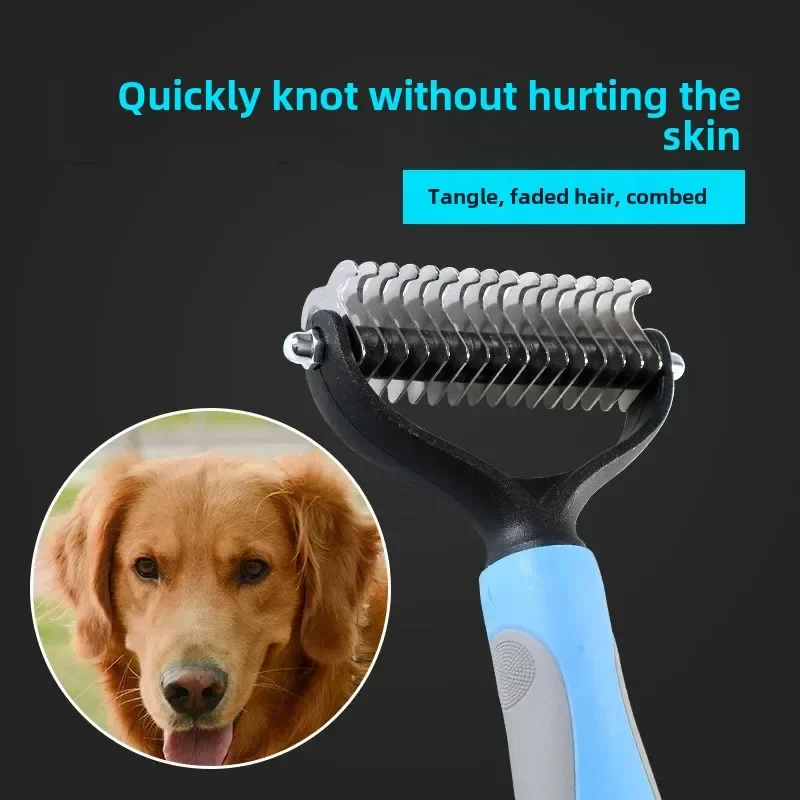 Peine de nudo abierto para mascotas, peine para depilación de perros, suministros de belleza para mascotas - imagen 4