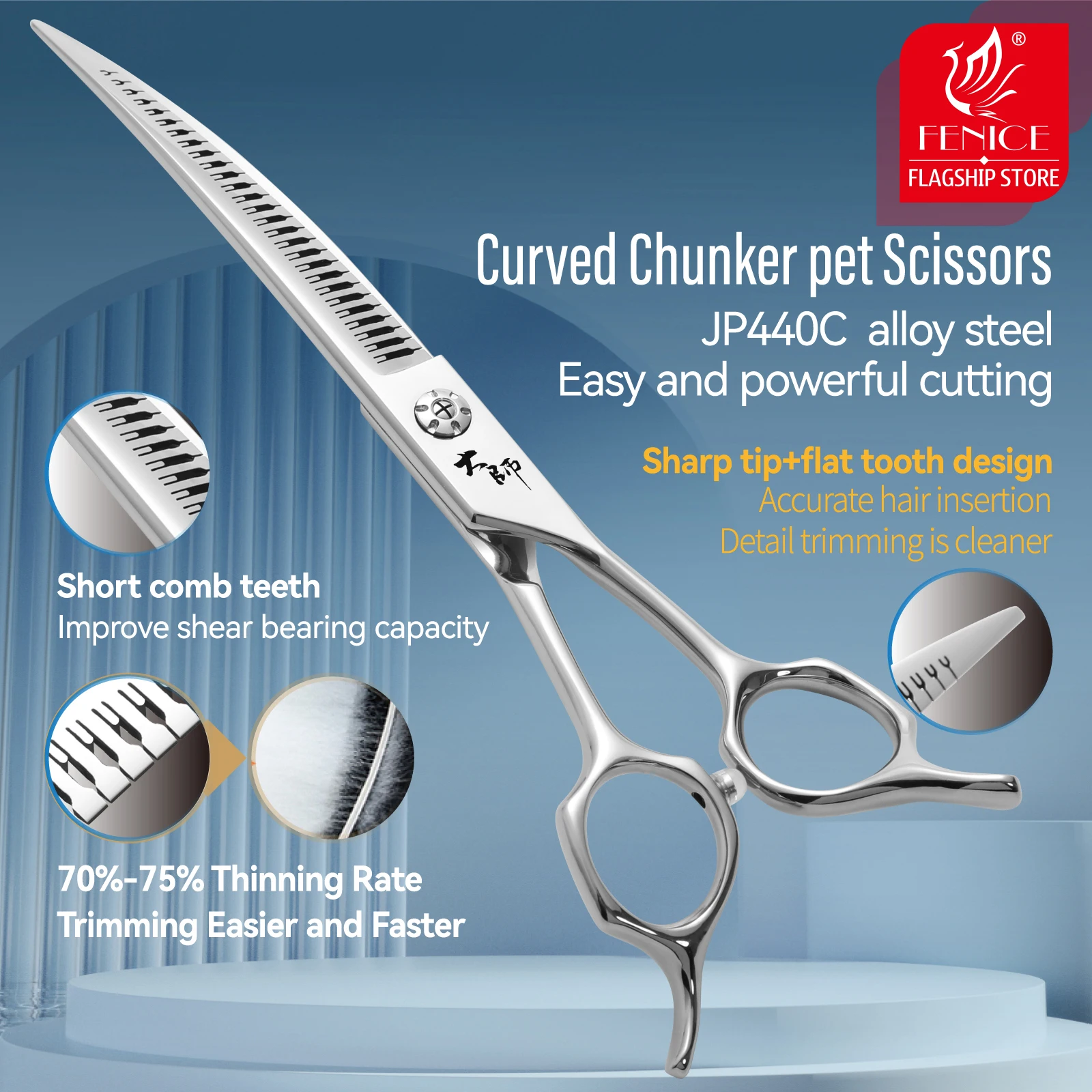 Tijeras de peluquería para perros – Corte profesional con hojas curvas - imagen 2