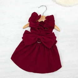 Ropa para perros y gatos: Vestido de pana elegante con lazo