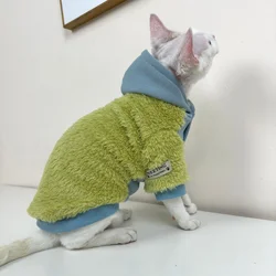 Cárdigan de forro polar grueso para gatos Sphynx invierno con capucha