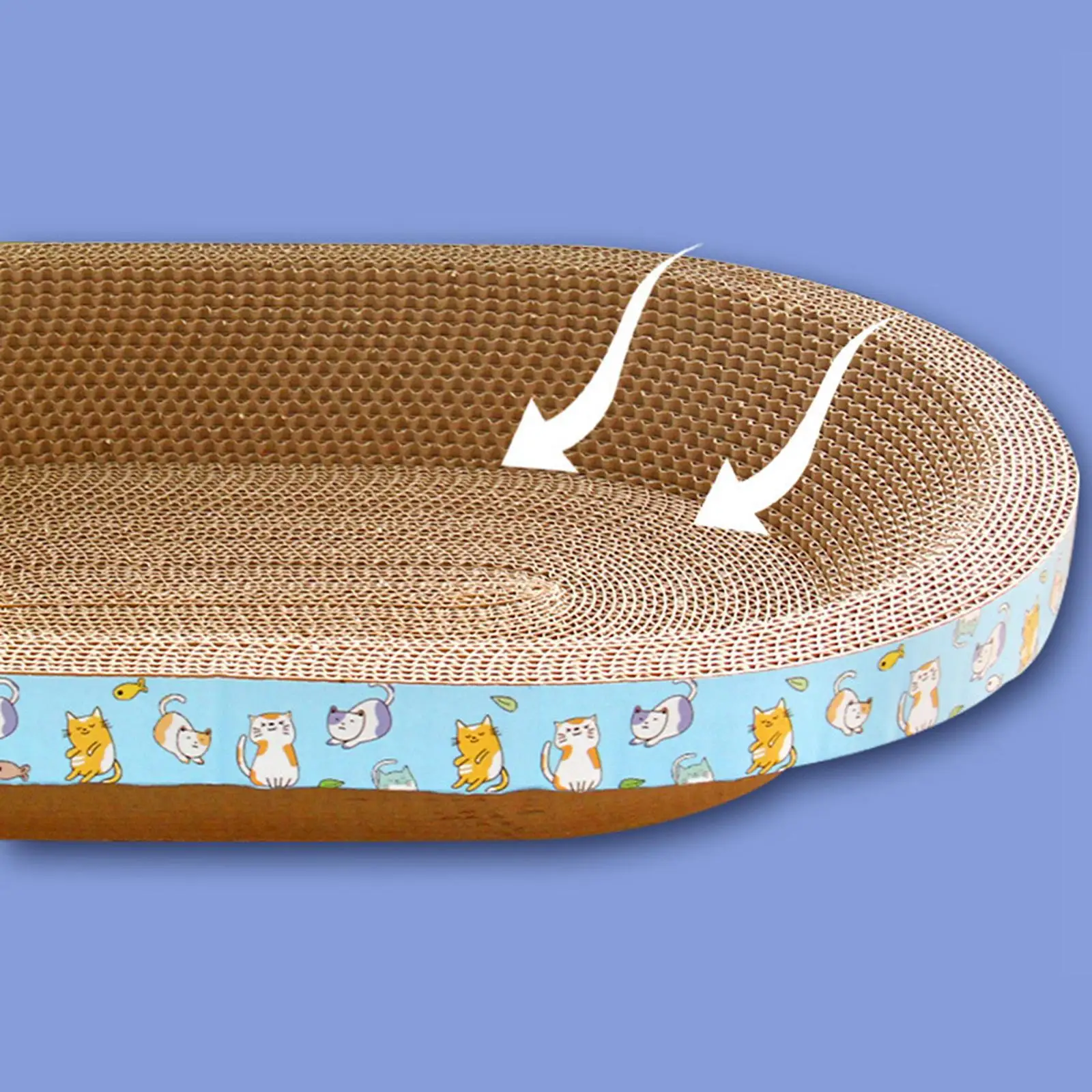 Oval Cardboard Cat Scratcher Bed Scratch Pad Nest Corrugated Scratching Board