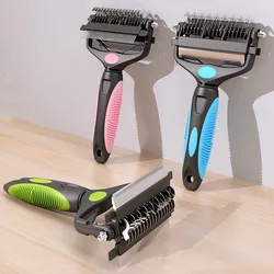 Cuchillo cepillo para perros, peine para perros, cepillo multifuncional para el cuidado de perros 3 en 1, removedor de pelo para mascotas, peine de pelo para gatos de acero inoxidable, suministros para mascotas