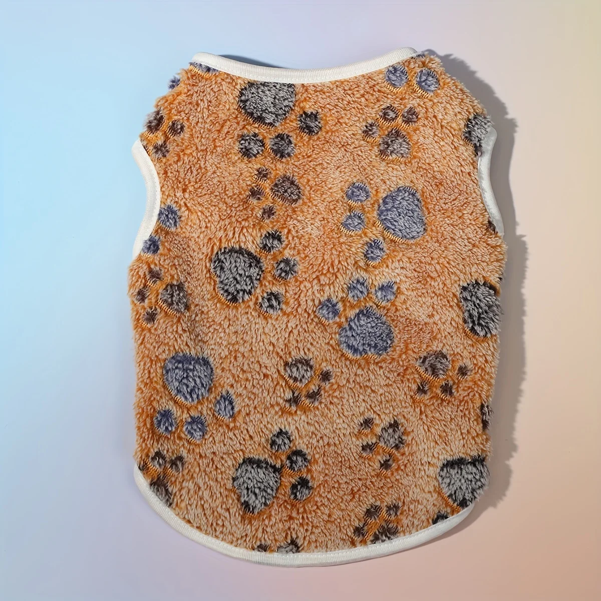 Acogedor chaleco polar para mascotas con bonito estampado de patas: ropa cálida de invierno para perros y gatos pequeños a extra pequeños, lavable a máquina