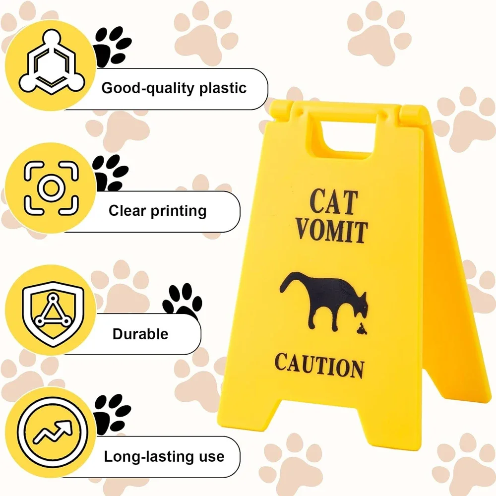 Señales antideslizantes amarillas para perros y gatos, letreros para vómito con ilustración de texto de precaución, decoración de suelo para propietario de mascotas, letrero de peligro transparente, decoración del hogar, 1 ud. - imagen 4