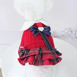 Vestido a cuadros de invierno para perros pequeños – Abrigo de peluche cálido