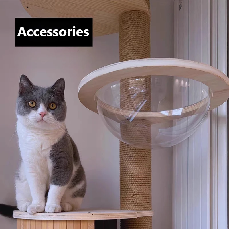 Accesorios para gatos, árbol, Material artesanal, torre para gatos y gatitos, accesorio para cama, camas con hierba, poste rascador de madera maciza para suministros para gatos