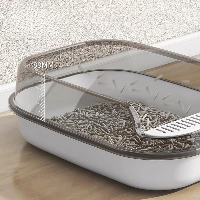 Caja de arena semicerrada para gatos, Arenero de gran capacidad para mascotas, bandeja a prueba de salpicaduras, inodoro para gatos, limpieza, lavabo, suministros - imagen 4
