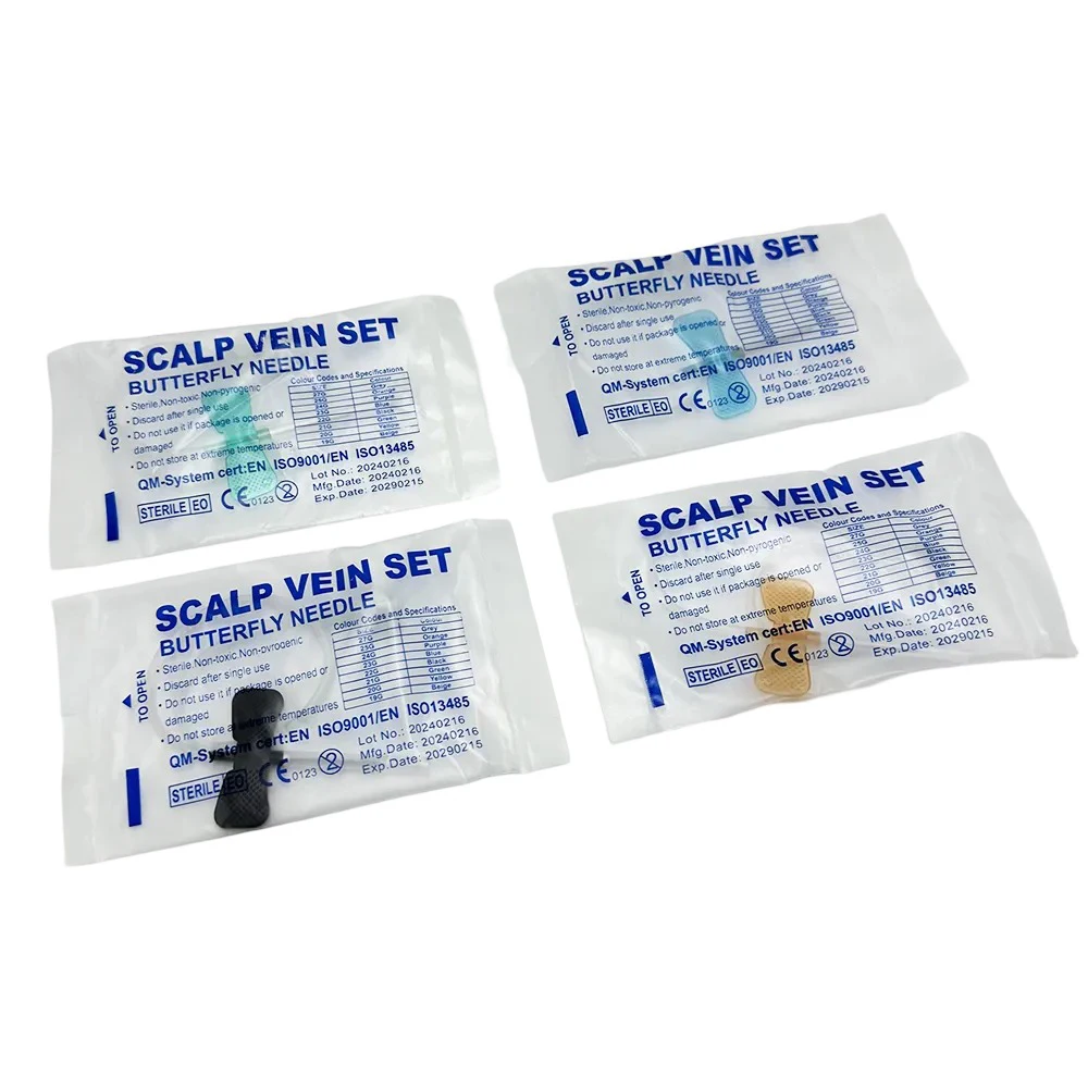 100 unids/lote aguja de infusión de sangre de mariposa desechable tipo ala doble aguja de infusión de sangre sala de cuidado de mascotas gato perros animales - imagen 2