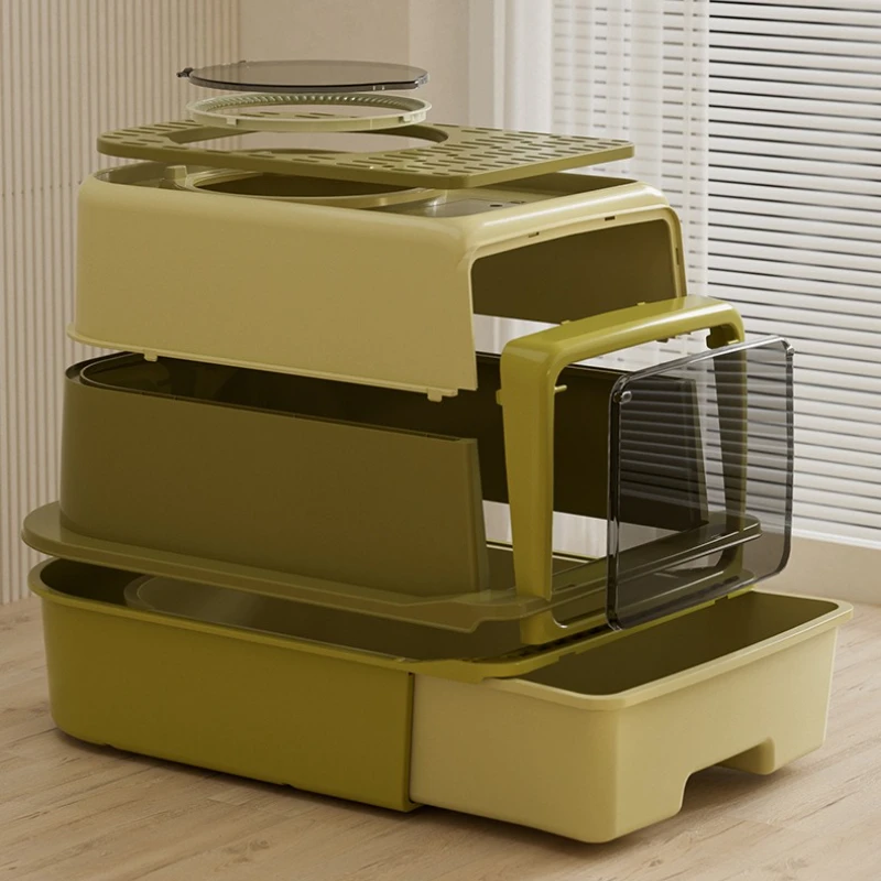 Caja de arena para gatos extra grande inodora anti-salpicaduras UV-C