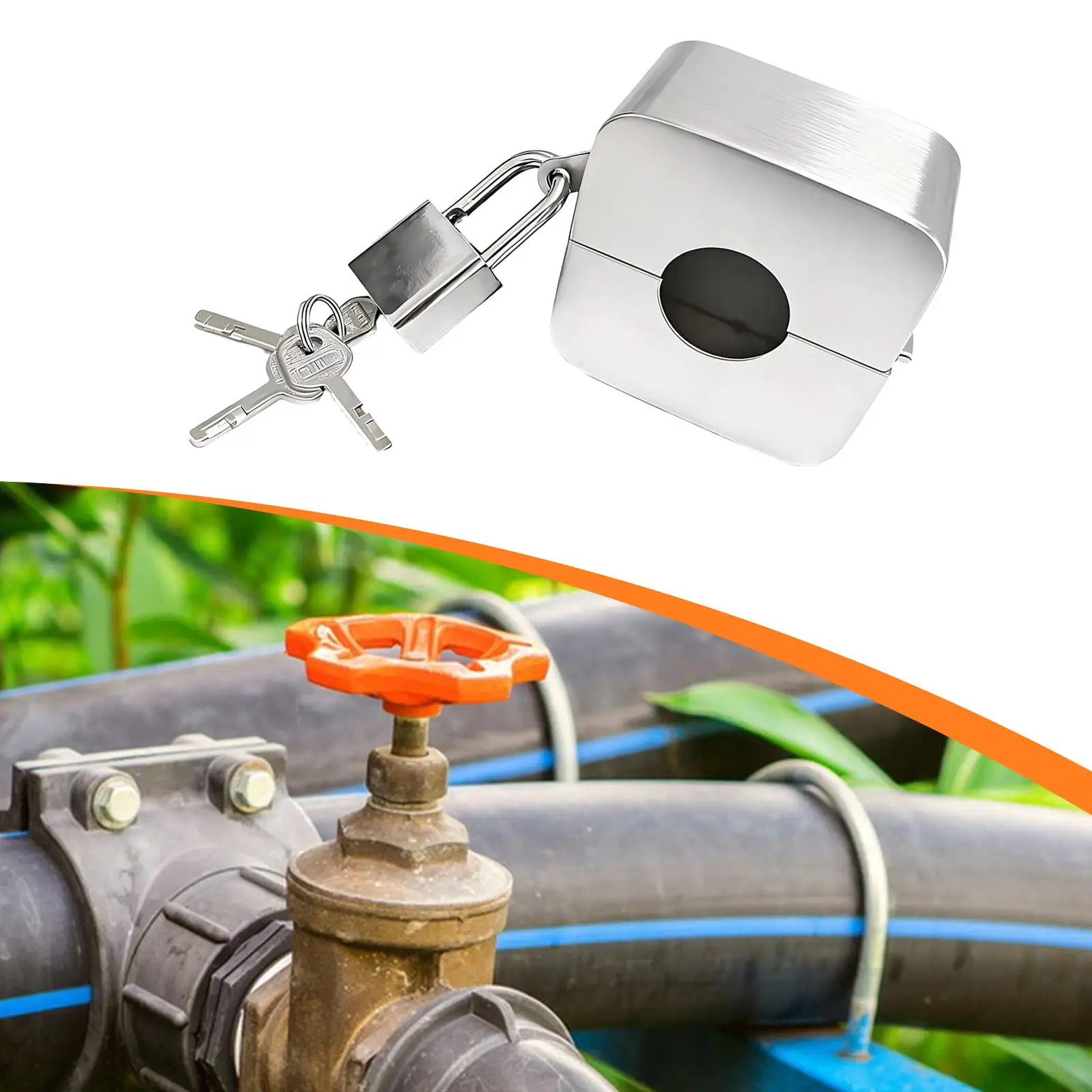 Cerradura de grifo para exteriores, versátil, ahorro de agua, acero inoxidable con candado, manguera, cerradura de babero, dispositivo de bloqueo de válvula de compuerta para restaurante - imagen 2