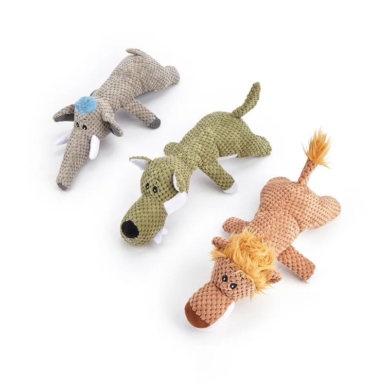 Elefante de dibujos animados, lobo, León, perro en forma de peluche, juguetes para masticar para mascotas pequeñas y grandes, accesorios interactivos chirriantes para rechinar los dientes - imagen 5