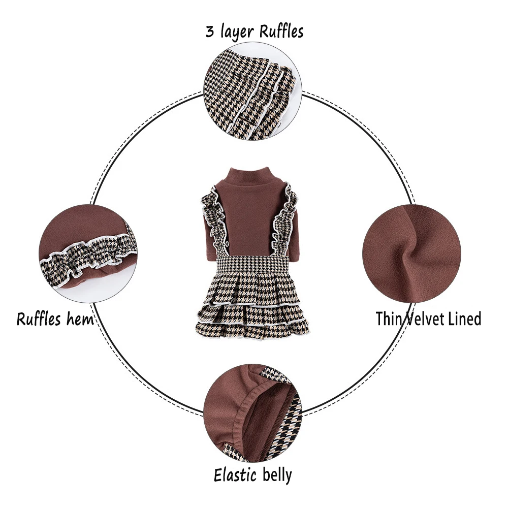 Vestido de diseño para perros pequeños y medianos, monos para cachorros, faldas con volantes de 3 capas, ropa de moda para chicas y mascotas, ropa Yorkie - imagen 2