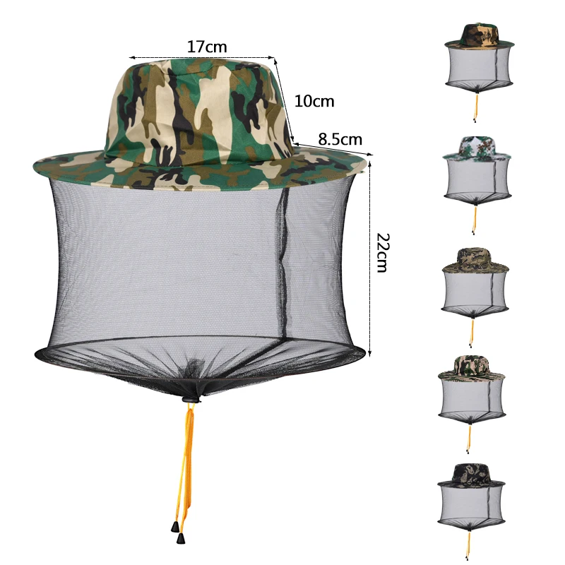 Gorro protector para apicultor, gorro antimosquitos con red oculta, repelente de malla, protección contra insectos, gorra de pesca con protección solar para exteriores para hombres y mujeres