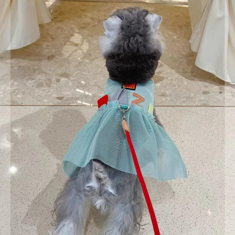 Mesh Pet Apparel Harness Dresses For Small Dogs Puppy Luxury Princess Chest for Schnauzer Bichon Pomeranian Spring Summer Skirts - imagen 3