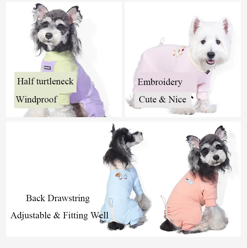 Ropa para perros, mono de terciopelo para perros pequeños y medianos, monos cálidos para perros de Primavera/otoño, camiseta interior con espalda ajustable, traje suave para mascotas - imagen 4