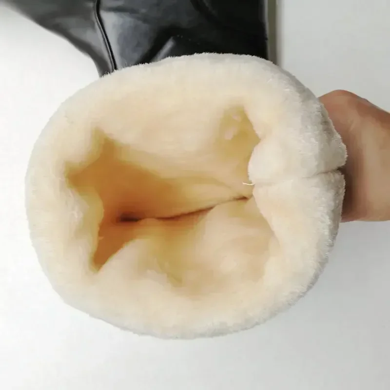 Botas hasta la rodilla de felpa cálidas para mujer, cómodas botas de nieve de tacón plano, sin cordones, con plataforma, Botas Largas, color negro, rosa y blanco, invierno, 2022 - imagen 5